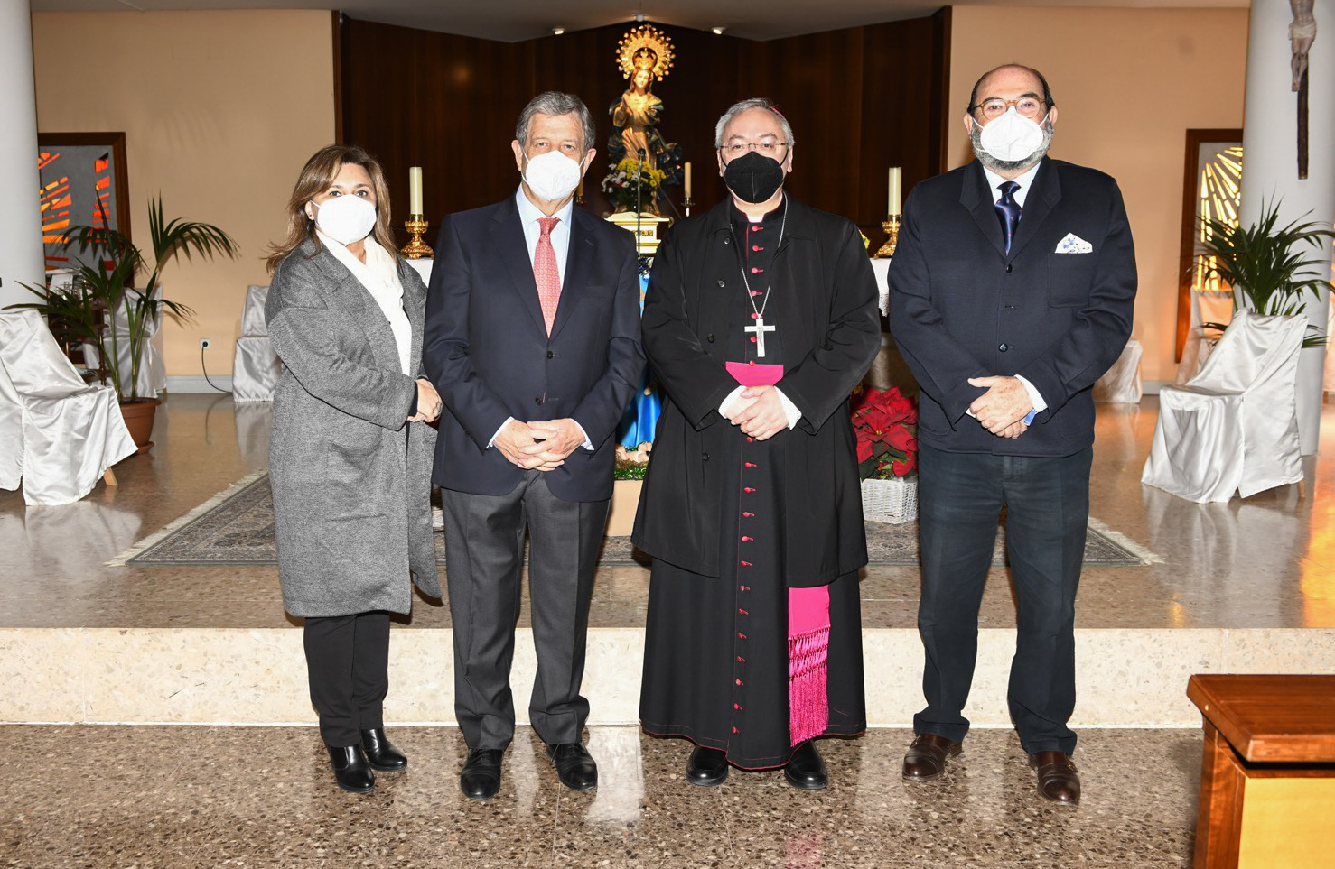 El alcalde y los concejales de Seguridad y Cultura, junto al obispo auxiliar de Getafe.