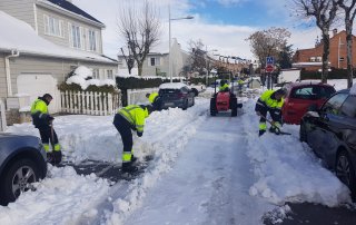 Operarios municipales retirando nieve de las calles.