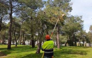 Uno de los operarios durante los trabajos.