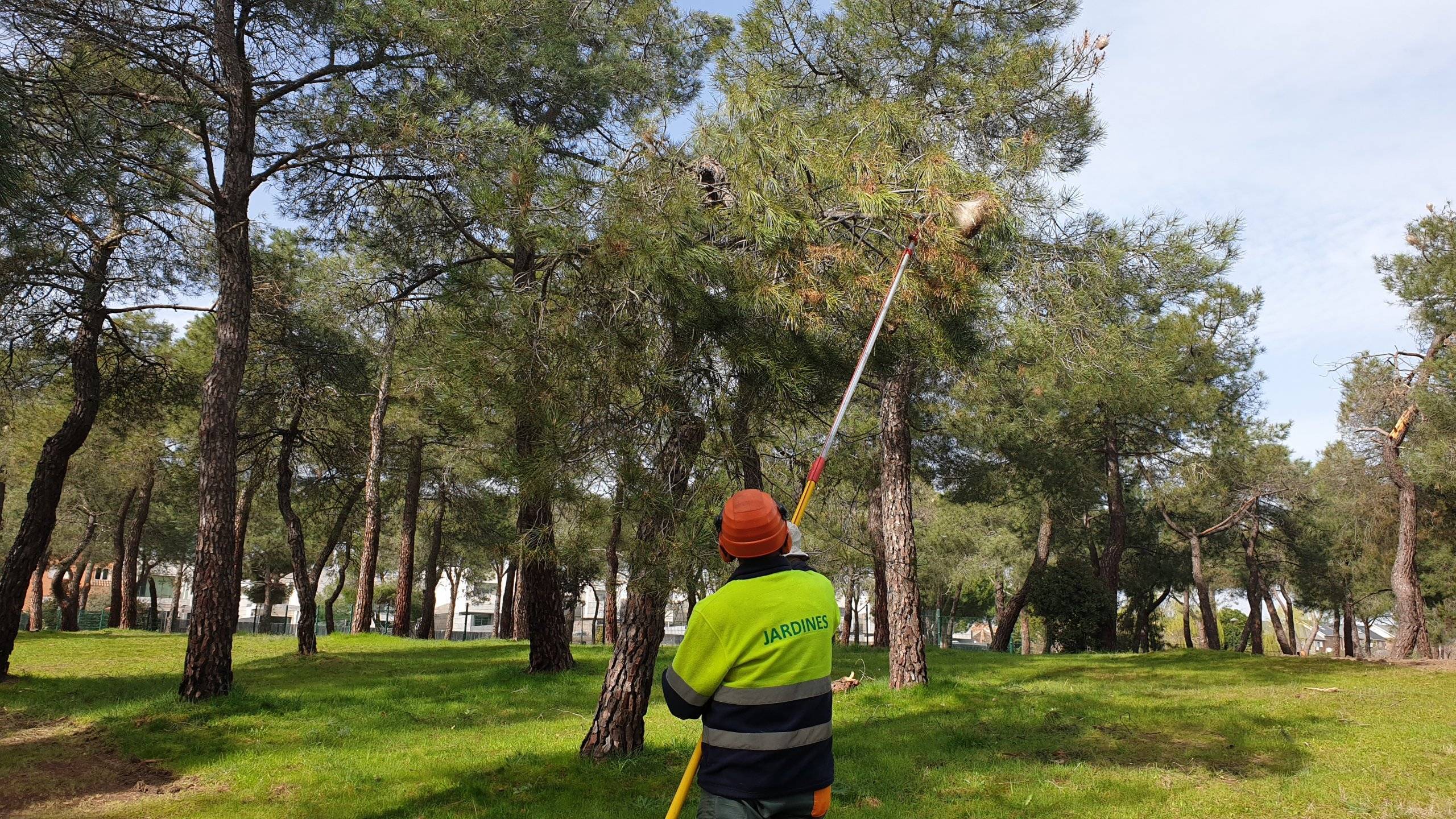 Uno de los operarios durante los trabajos.