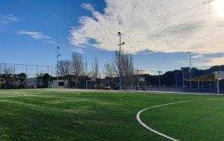 Campo de fútbol sala de césped artificial.