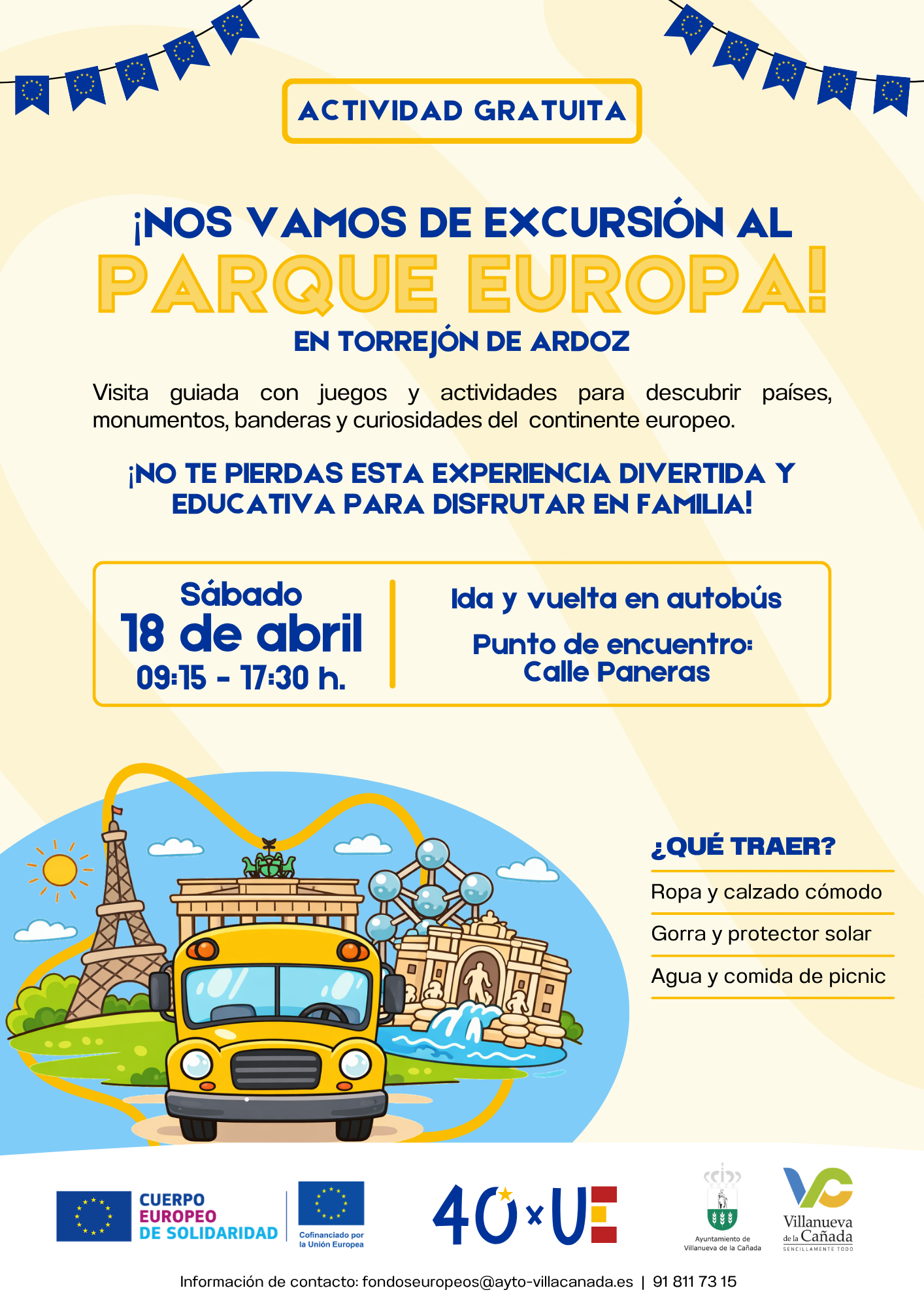 Cartel ilustrativo de la visita al Parque Europa