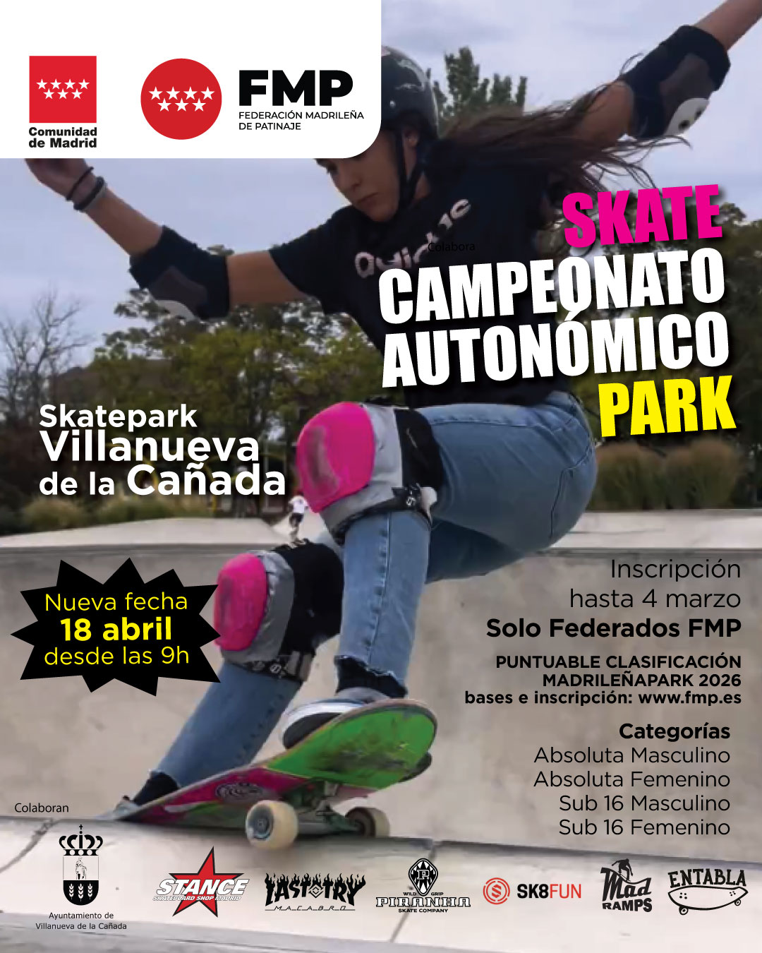 Cartel campeonato autonómico de Skate.
