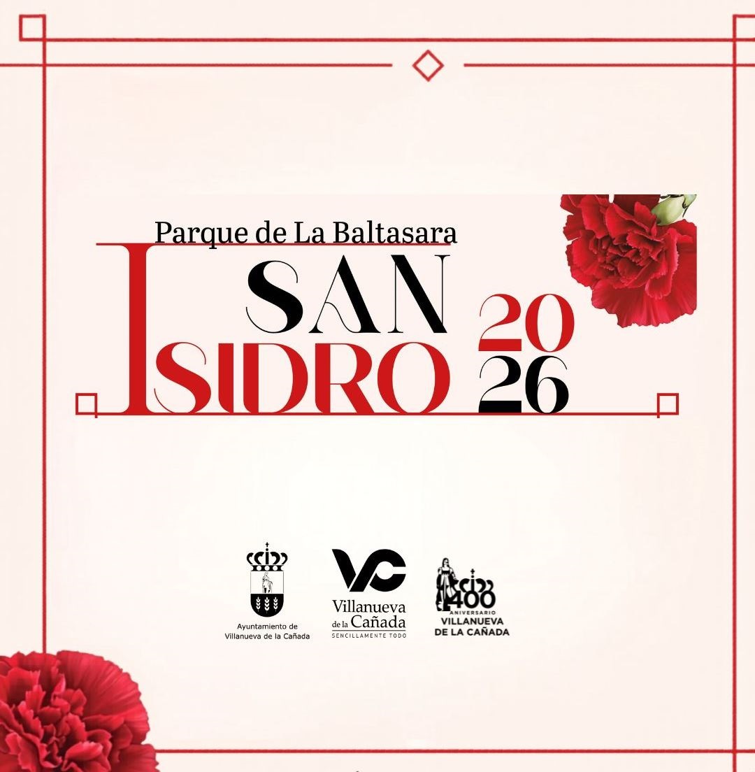 Imagen dos claveles con texto "Parque de La Baltasara. San Isidro 2026".