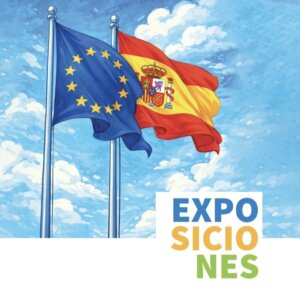 Imagen cartel exposición titulada "40 años de España en la Unión Europea".