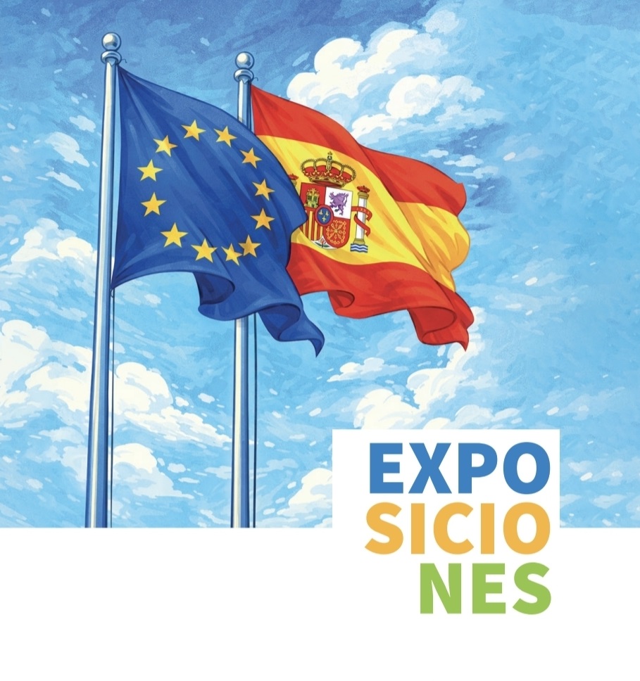 Imagen cartel exposición titulada "40 años de España en la Unión Europea".