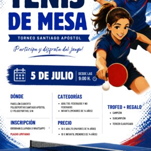Cartel tenis de mesa. Torneo Santiago Apóstol.