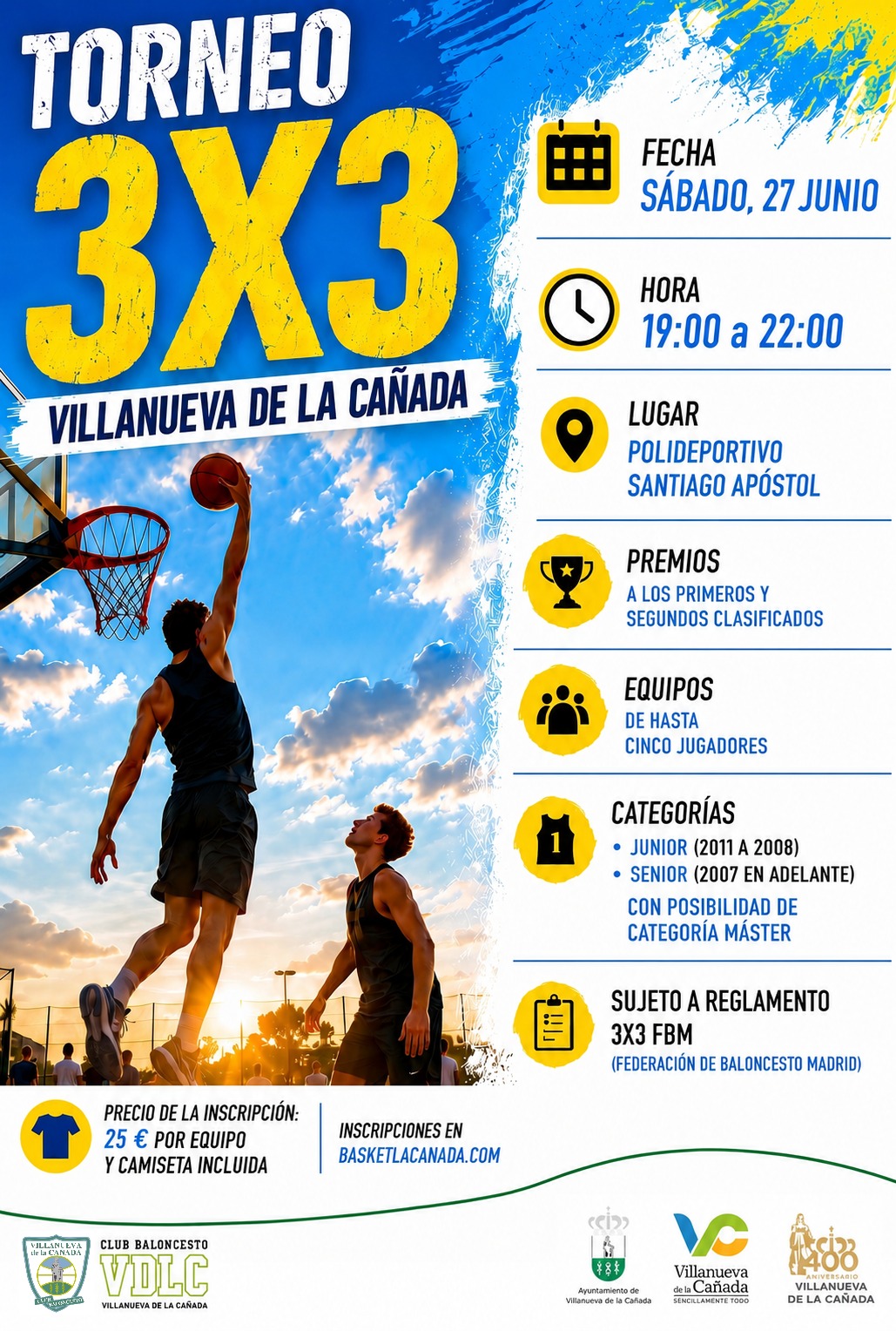 Cartel torneo baloncesto 3x3.