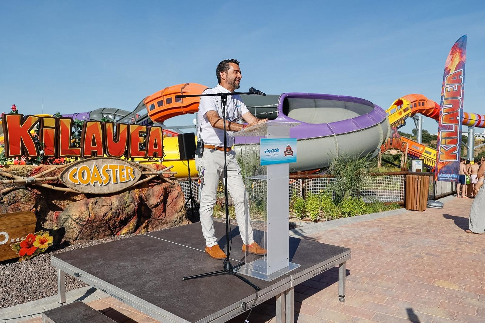 Presentación de la atracción Kilawuea, en Aquopolis.