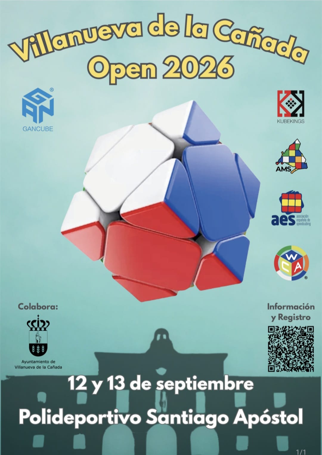 Cartel anunciador Open de Rubik Villanueva Open Rubik 2026 Cartel anunciador Open de Rubik Villanueva Open Rubik 2026. Días 12 y 13 de septiembre. Polideportivo Municipal Santiago Apóstol