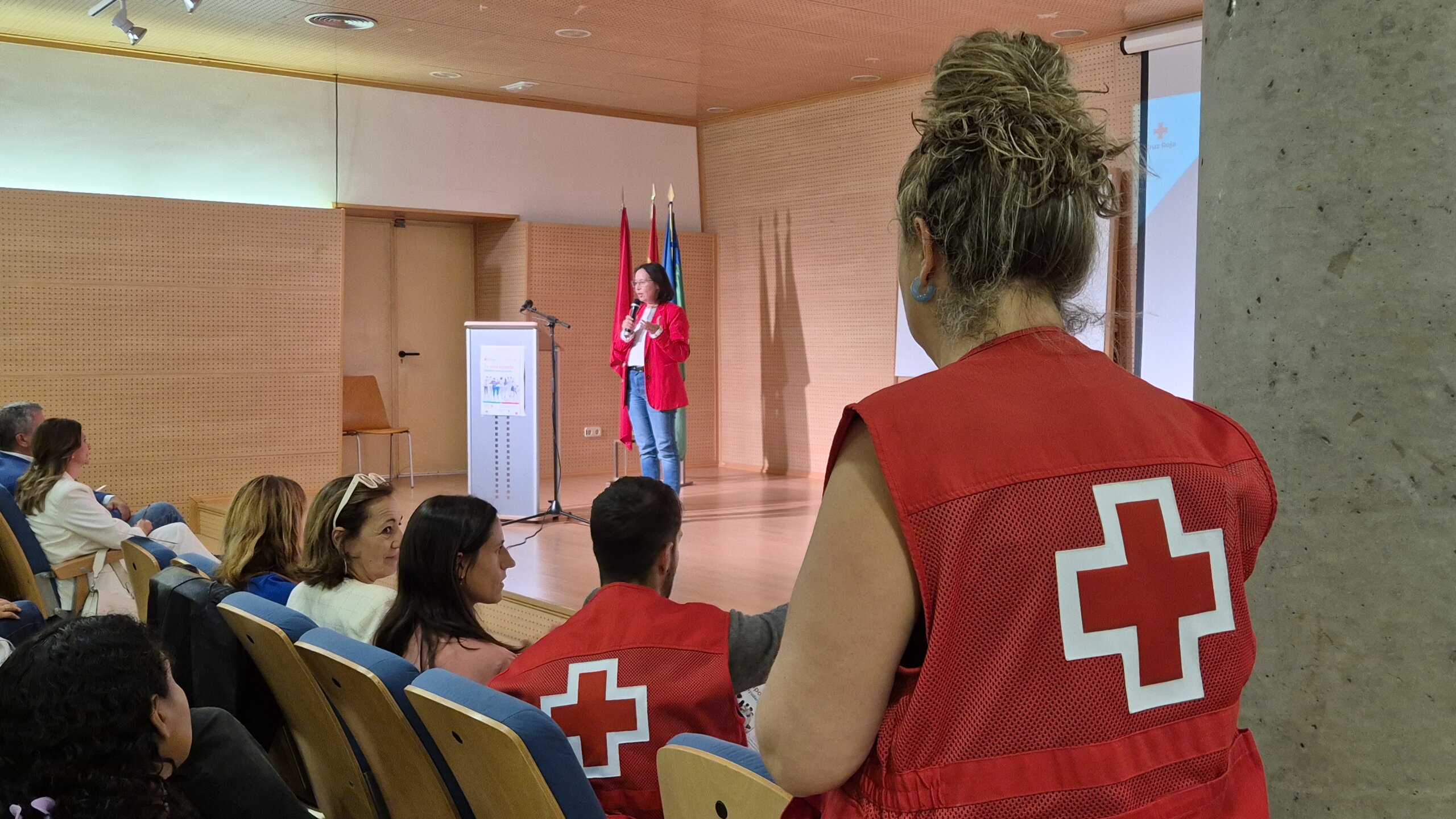 Intervención de la psicóloga de Cruz Roja, Mercedes mediero, durante la Jornada de Prevención en Salud Mental.