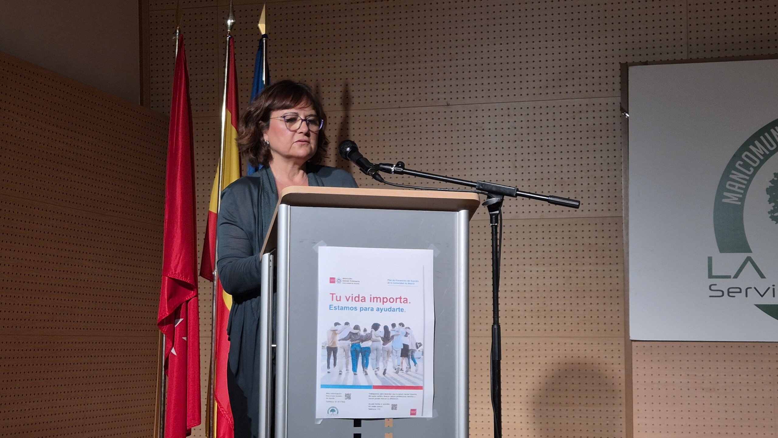 La presidenta de la Asamblea Sierra Oeste, Mónica Carbajal, durante el cierre de las jornadas.