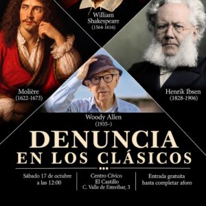 Cartel de la obra de teatro 'Denuncia en los clásicos'.