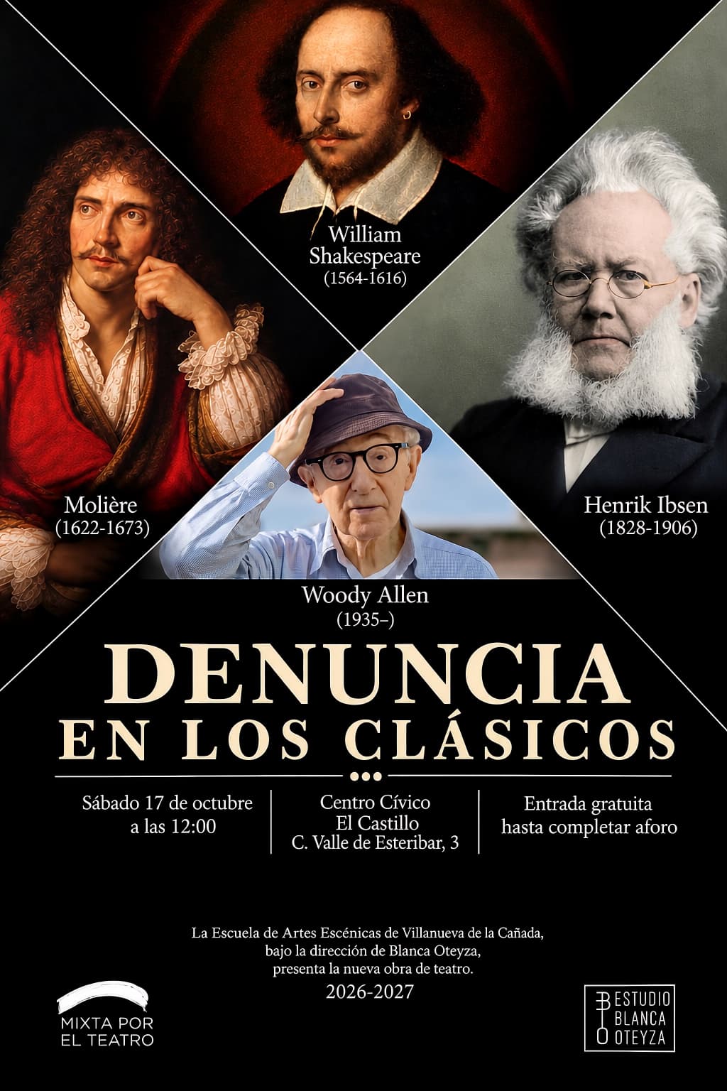 Cartel de la obra de teatro ‘Denuncia en los clásicos’. Cartel de la obra de teatro 'Denuncia en los clásicos'.